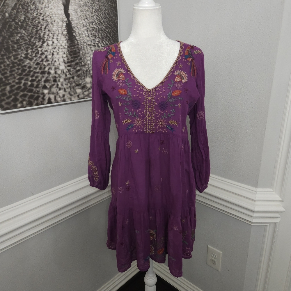 NWT Johnny Was Workshop LUCY EASY TIERED DRESS purple size xs - Picture 6 of 13